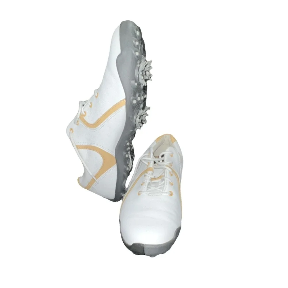 6N8/FootJoy Lopro Collection Men's Leather Golf Shoes White Beige 7M 97066